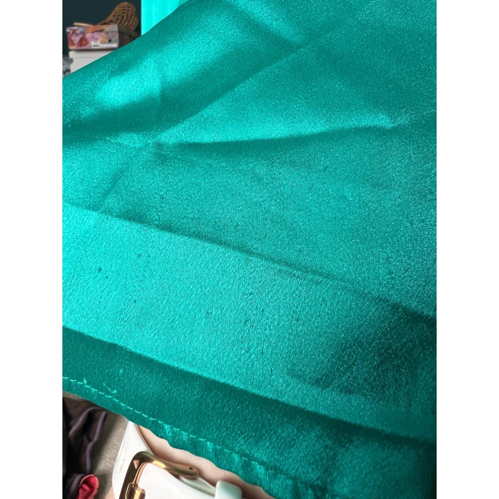 The Wolf Gang Oahu Satin Slip Dress Size Medium Halter Plunge Blue Green Maxi - Picture 8 of 11
